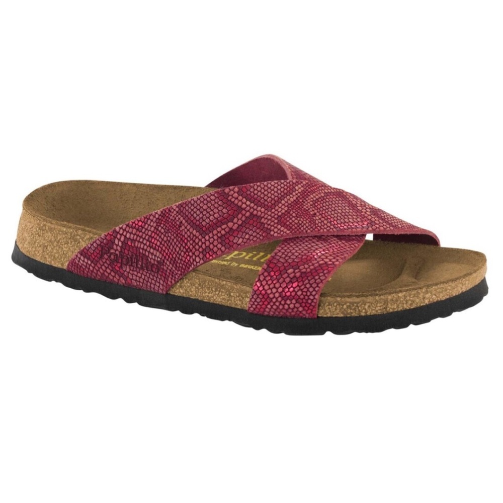 Birkenstock Papillio Daytona Snake Embossed Leather Metallic Python Sandal Slide